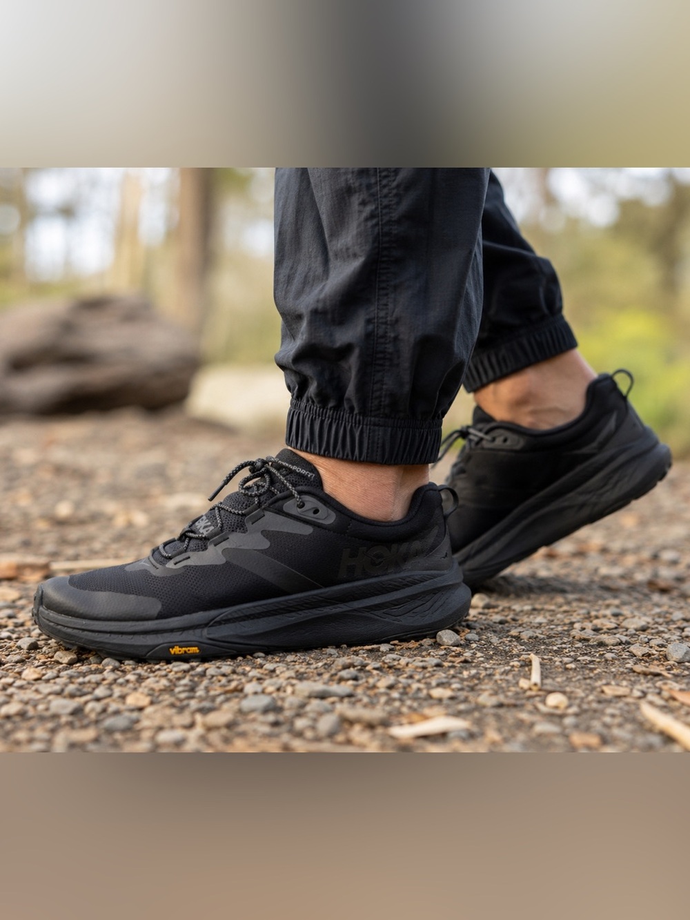 HOKA ONE ONE Transport Black Sneakers Men’s 8D Vibram